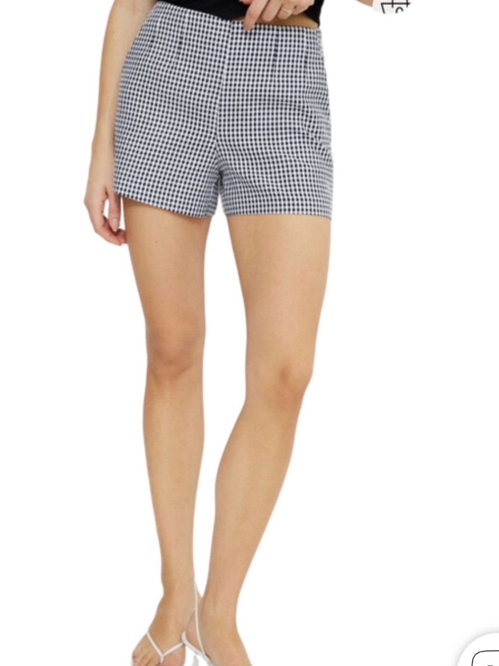 Dynamite Black & White Gingham High-Waist Shorts